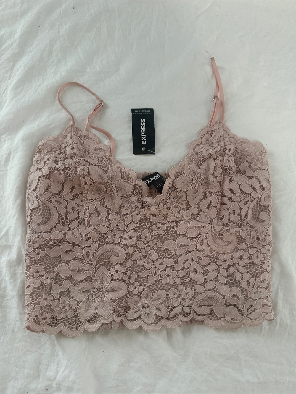 Express Lace Crop Cami in Blush Pink